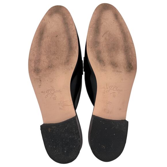 J Crew Academy Loafers Black Leather Flat Mule Slides Size 10 Shoes - Picture 9 of 13